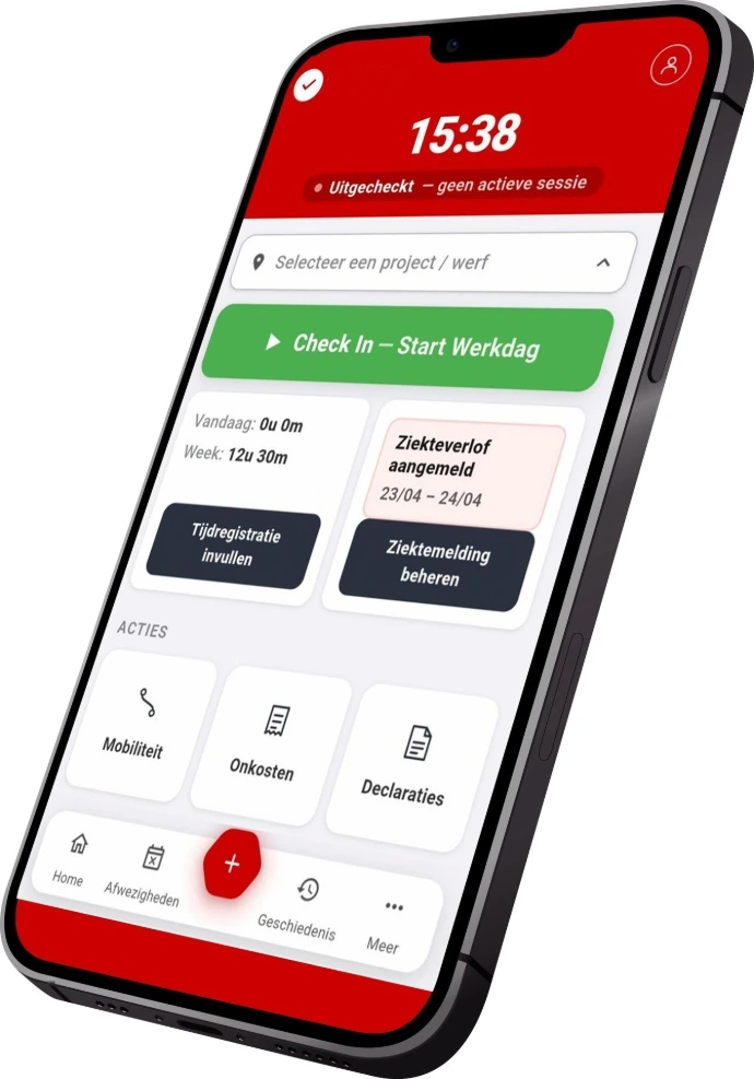 MyVIRO-app op een smartphone met het scherm om in te checken